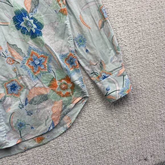 Etro Men's Powder Blue Japanese Style Floral Tropical AOP Button-Up Shirt Sz 38 - Picture 4 of 13